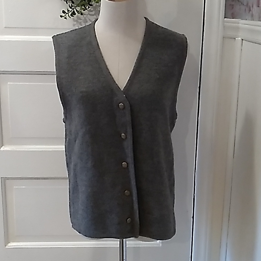 Lisa International medium gray boiled wool vest